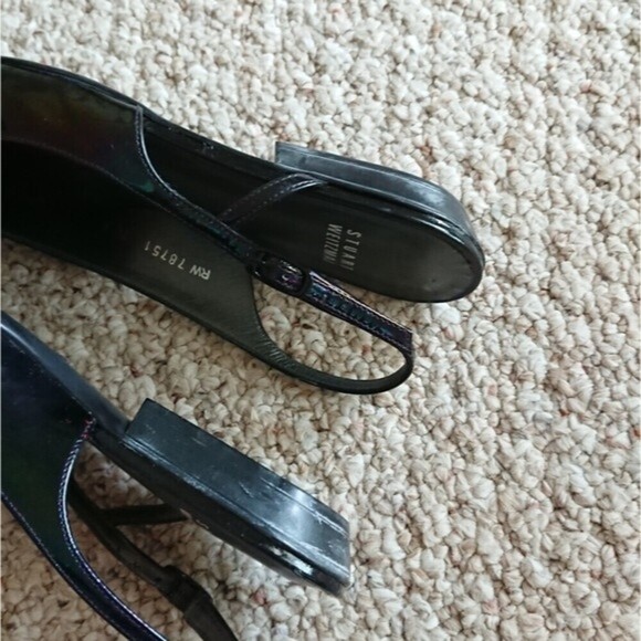 Stuart Weitzman black holographic patent leather slingback flats size 7.5 N - Picture 12 of 12